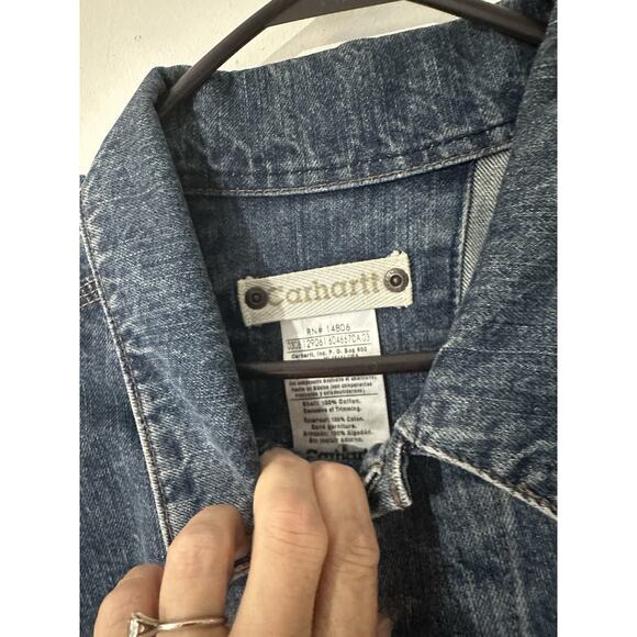 Carhartt Trucker Jacket Mens Blue Workwear Denim Coat Outdoor SIZE XXL - Picture 5 of 6